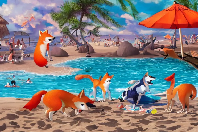 Image similar to 🦊🩱🏖️