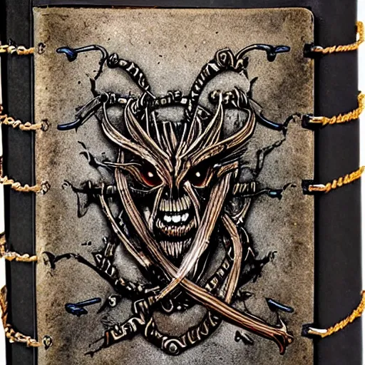 Prompt: a demon book bound by chains