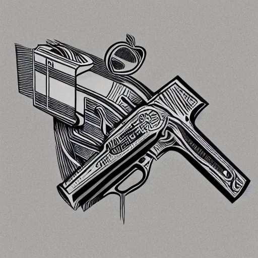 Prompt: mcbess artdeco pistol