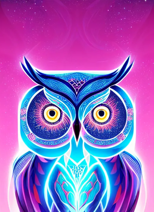 Image similar to symmetry!! product render poster vivid colors divine proportion owl, ice and snow, glowing fog intricate, elegant, highly detailed, digital painting, artstation, concept art, smooth, sharp focus, illustration,