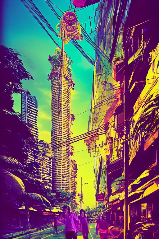 Prompt: jakarta, aesthetic, fantasy pop art, by mike swiderek, jorge lacera, ben lo, tyler west, ultrarealistic, sharp focus, rendered by photoshop