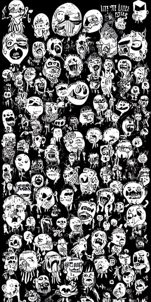 Image similar to lots of little monsters in the style of mcbess