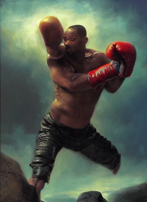 Prompt: realistic oil painting of will smith punching a rock, detailed, by rembrandt van rijn, lisa frank, hr giger, beksinski, anato finnstark!!, 8 k resolution, beautiful lighting, studio light, extremely detailed, establishing shot, realistic materials, hyperrealistic