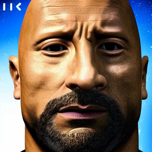 Image similar to dwayne johnson with dj khaled head instead, elegant, highly detailed, trending on artstation