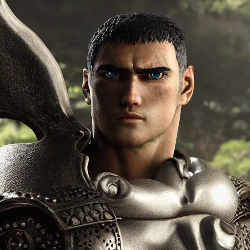 Prompt: portrait of guts from berserk, unreal engine, extremely detailed, bokeh