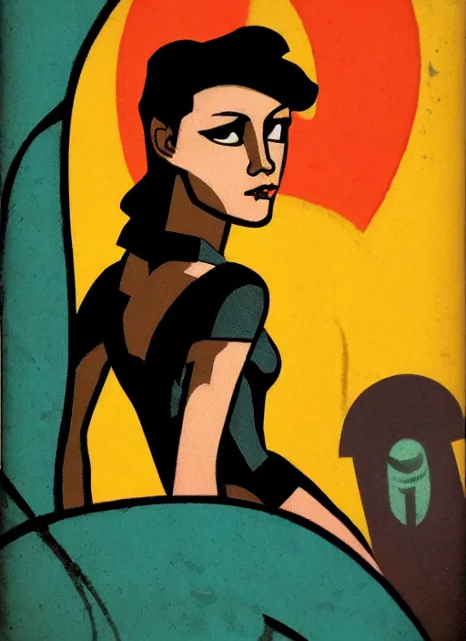 Image similar to a portrait of a pretty sewer punk young lady by aaron douglas