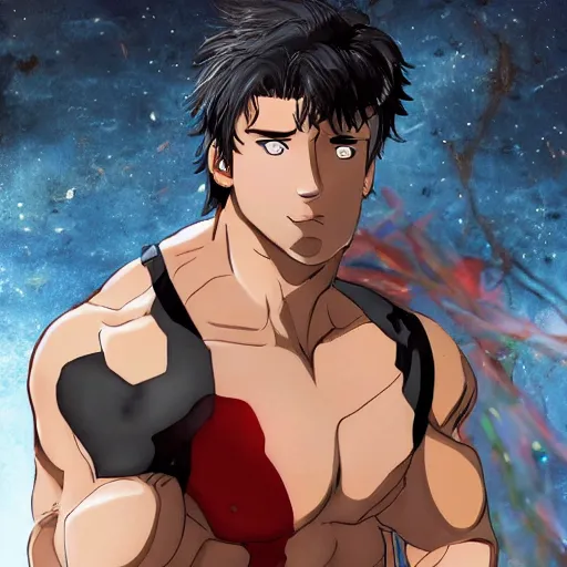 Image similar to sylvester stallone as anime character, kyoto animation, magical