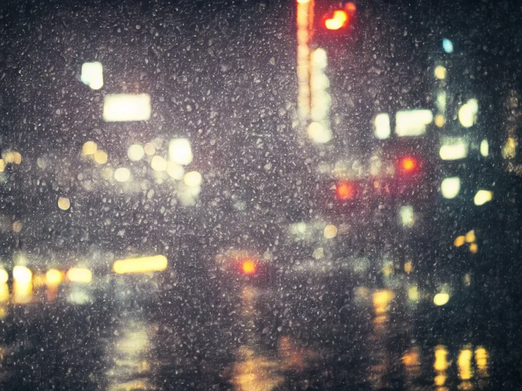 Prompt: blade runner, raining, bokeh