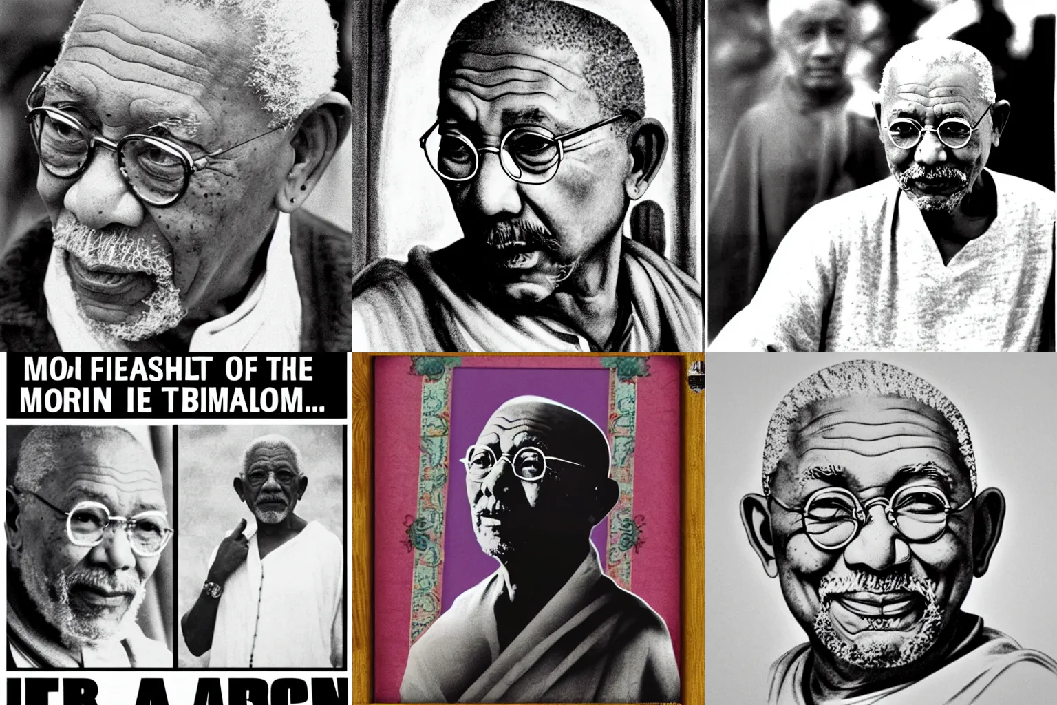 Prompt: Ghandi as Morgan Freeman t