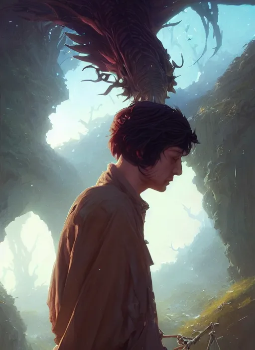 Image similar to Highly detailed portrait of Trevor, Stephen Bliss, unreal engine, fantasy art by Greg Rutkowski, Loish, Rhads, ferdinand knab, Makoto Shinkai and Lois van baarle, ilya kuvshinov, rossdraws, Tom Bagshaw, global illumination, radiant light, detailed and intricate environment