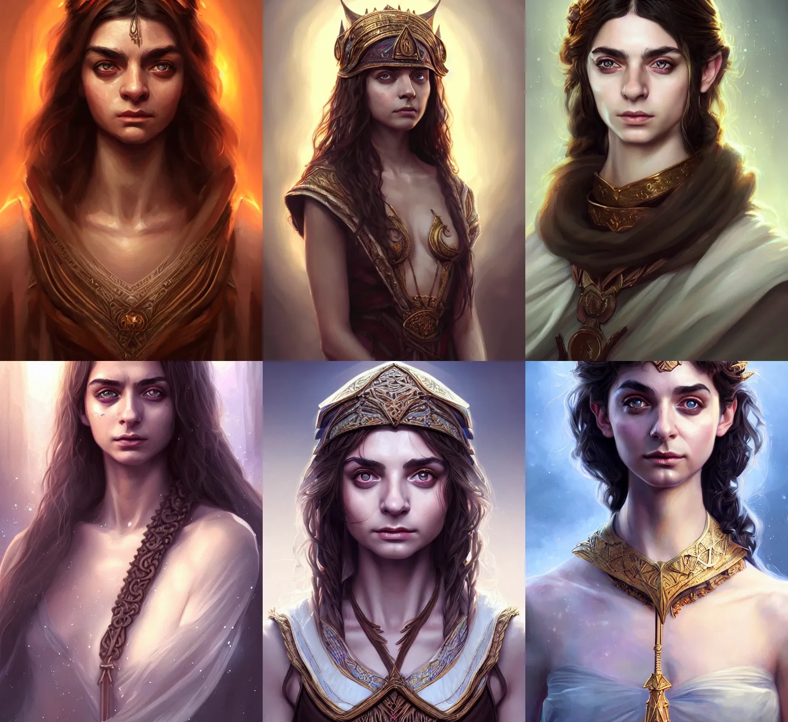 Prompt: portrait of a young beautiful priestess, rowan atkinson, upper body, attractive body, D&D, fantasy, intricate, cinematic lighting, highly detailed, digital painting, artstation, concept art, smooth, sharp focus, illustration, art by Artgerm