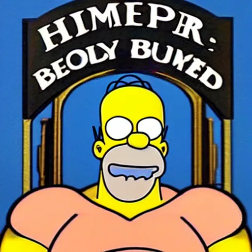 Prompt: Homer Simpson as a body builder