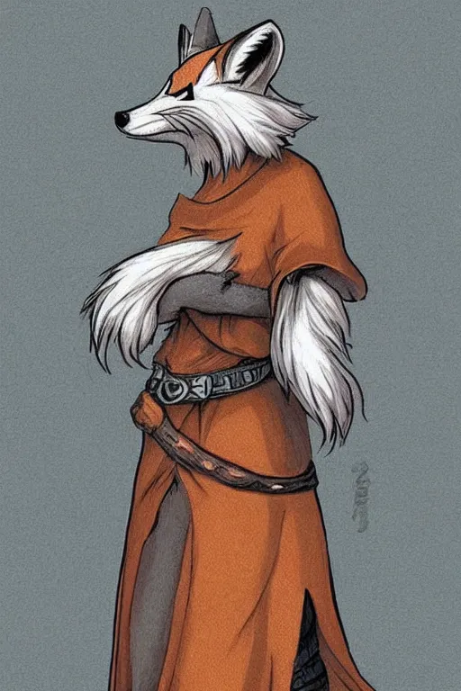 Image similar to a medieval anthropomorphic fox with a fluffy tail, comic art, trending on furaffinity, cartoon, kawaii, backlighting, furry art!!!, cool shading, concept art