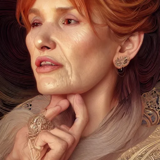 Prompt: ultra realistic illustration, bella thorne as old lady, intricate, elegant, highly detailed, digital painting, artstation, concept art, smooth, sharp focus, illustration, art by artgerm and greg rutkowski and alphonse mucha