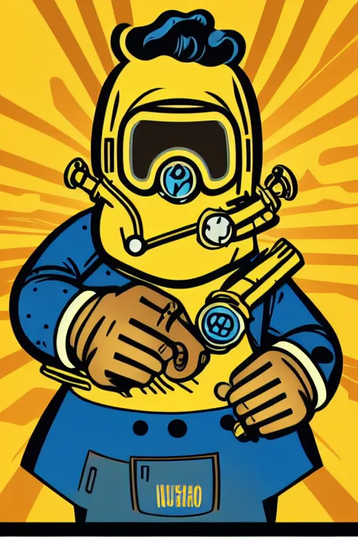 Image similar to fallout 7 6 retro futurist illustration art by butcher billy, sticker, colorful, illustration, highly detailed, simple, smooth and clean vector curves, no jagged lines, vector art, smooth andy warhol style