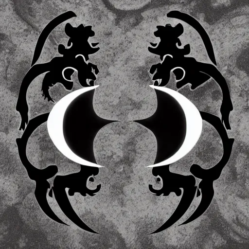 Prompt: black dragon, white dragon, as ying and yang