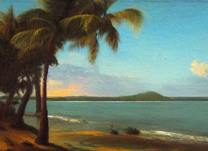 Image similar to florida keys in the style of hudson river school of art, oil on canvas