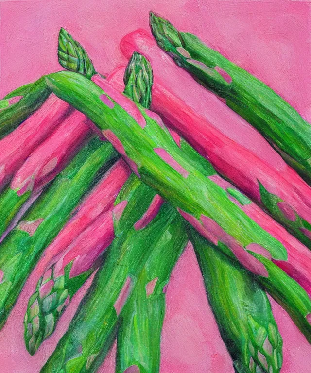 Image similar to pink asparagus, oil painting