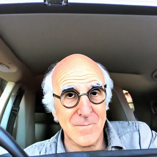 Prompt: larry david in his 2 0 0 9 prius, fisheye lens, anime style, anime