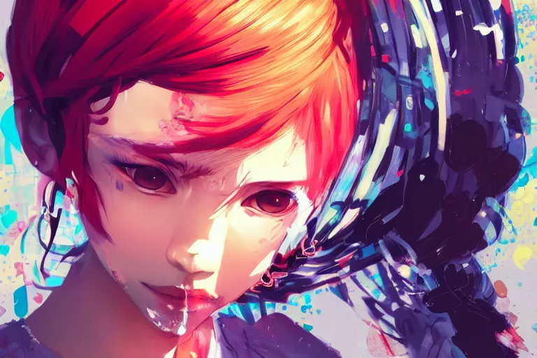Image similar to gangsta girl, cute face, intricate, highly detailed, digital painting, official media, anime key visual, concept art, rich vivid colors, ambient lighting, sharp focus, illustration, art by wlop and ilya kuvshinov and makoto shinkai