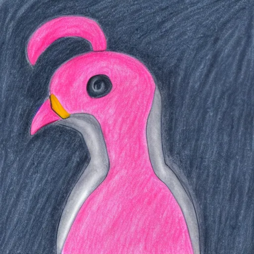 Prompt: drawing of a penguin in a pink dress, digital art, high quality, 8 k quality