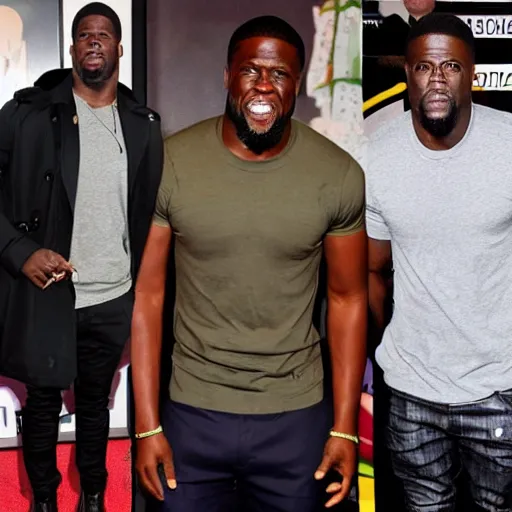 Prompt: 7 feet tall kevin hart,