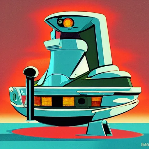 Prompt: futurama spaceship in a modern style of art deco painting, bauhaus, art nouveau, noire, 2 d, 3 d shadows