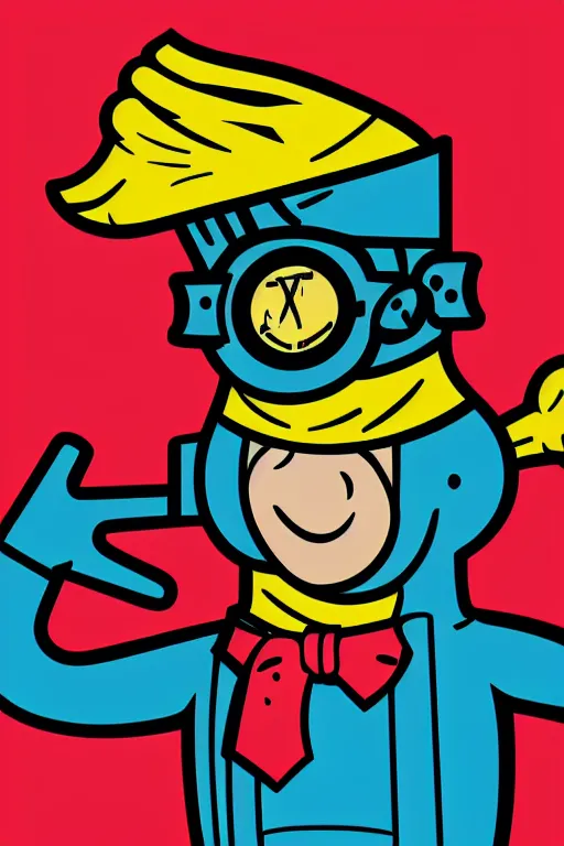 Image similar to fallout 7 6 retro futurist illustration art by butcher billy, sticker, colorful, illustration, highly detailed, simple, smooth and clean vector curves, no jagged lines, vector art, smooth andy warhol style