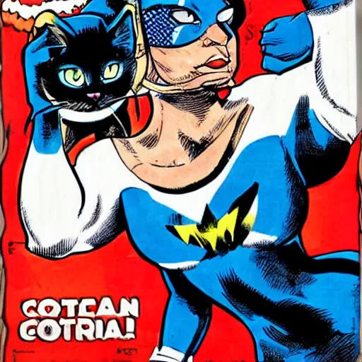 Prompt: cat as american captain by marvel comics