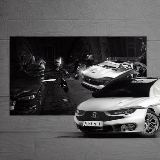 Image similar to sci-fi sport car f1 hatchback transport design organic smooth elastic forms 20% of canvas on the front; background wall structure on the coronation of napoleon painting 20% of canvas; by Jacques-Louis David, pinterest keyshot product render, cloudy plastic ceramic material shiny gloss water reflections, ultra high detail ultra realism, 4k