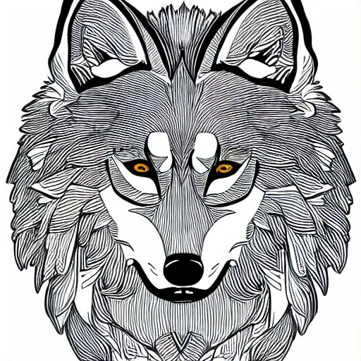 Image similar to professional line art of a wolf, high quality, highly detailed, HD, 8K, award-winning