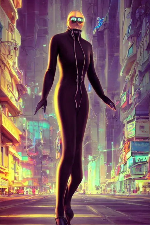Prompt: full portrait of an elderly orthodox patriarch spy with thin lustrous vibrant electric Cyberpunk hair wearing a bodysuit walking in a city, reflections, focus, detailed, realistic eyes, symmetric body features proportions, intricate facial skin details, award winning, trending in cgsociety artstation deviant art, octane render, by boris Vallejo and Tom Bagshaw and Beeple