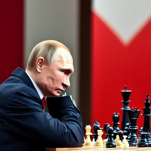 Prompt: photo of putin playing chess, 4 k