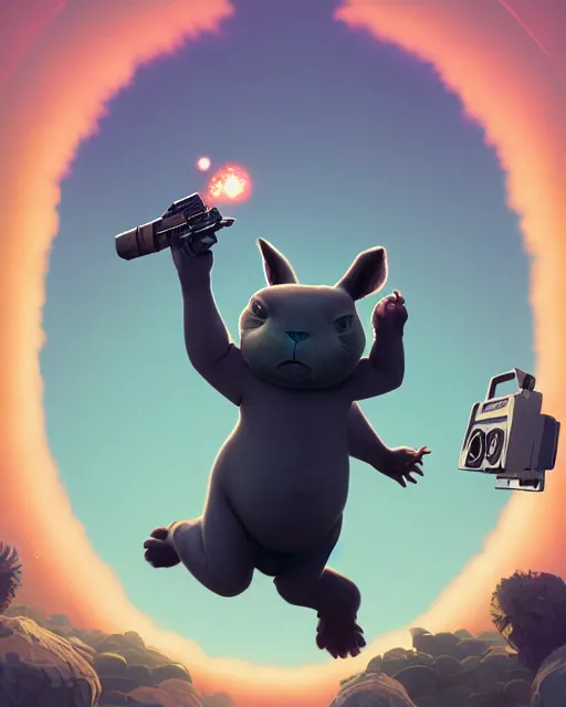 Prompt: highly detailed surreal vfx portrait of a cute, happy big chungus, shooting two mac - 1 0 s, stephen bliss, unreal engine, greg rutkowski, loish, rhads, beeple, makoto shinkai and lois van baarle, ilya kuvshinov, rossdraws, tom bagshaw, alphonse mucha, global illumination, detailed and intricate environment