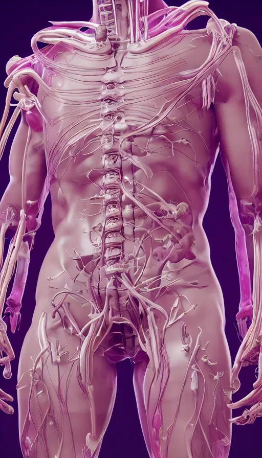 Prompt: beautiful bodily organs, vaporwave, highly detailed, octane render, unreal engine render