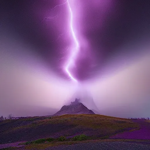 Image similar to amazing photo of a purple tornado in the sky by marc adamus, beautiful dramatic lighting