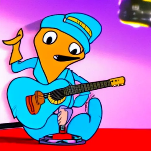 Image similar to perry the platypus doing karaoke, cute, happy