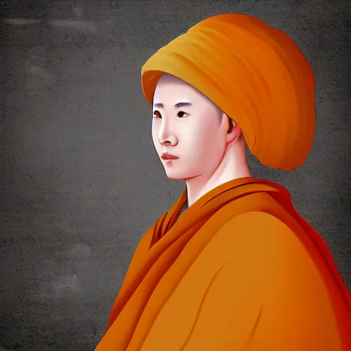 Image similar to chinese boy monk digital art