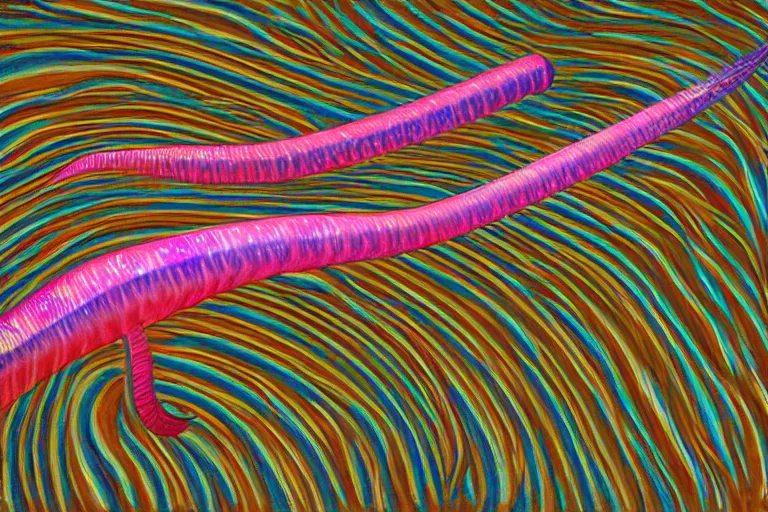 Image similar to gaseous trumpetfish,art by Alan M. Clark,trending on artstation, psychedelic lighting camera view from above,Interstellar ,fantasy artist,Dreamworks ,tonalism ,macro,