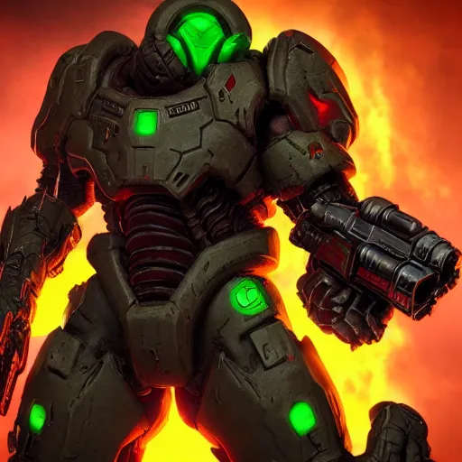 Image similar to doom slayer from doom eternal, photography