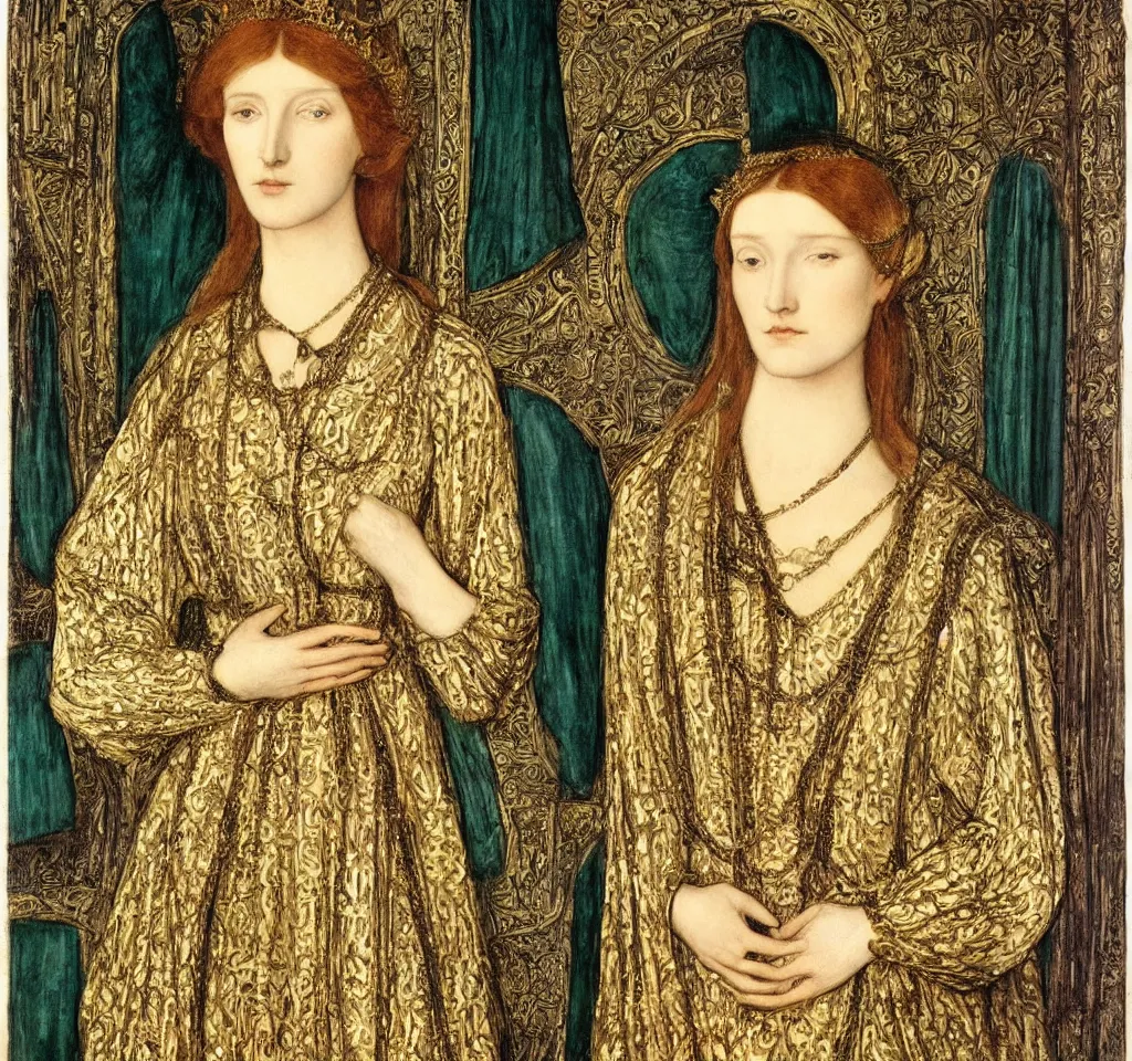 Image similar to portrait of a queen lady, by burne jones