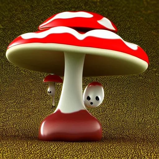 Image similar to cute mushroom character concept, 3d render, ortographic view