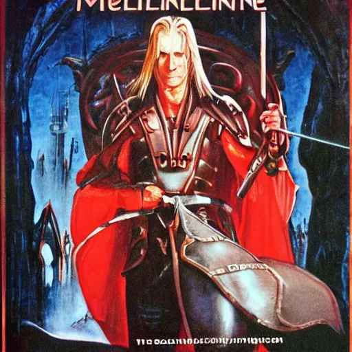 Prompt: movie poster Elric of Melniboné (1983)