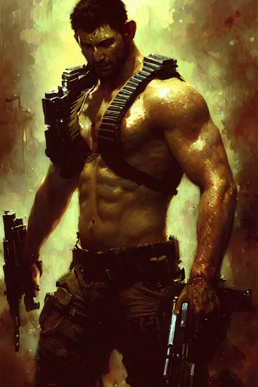 Prompt: chris redfield, painting by gaston bussiere, craig mullins, greg rutkowski, yoji shinkawa