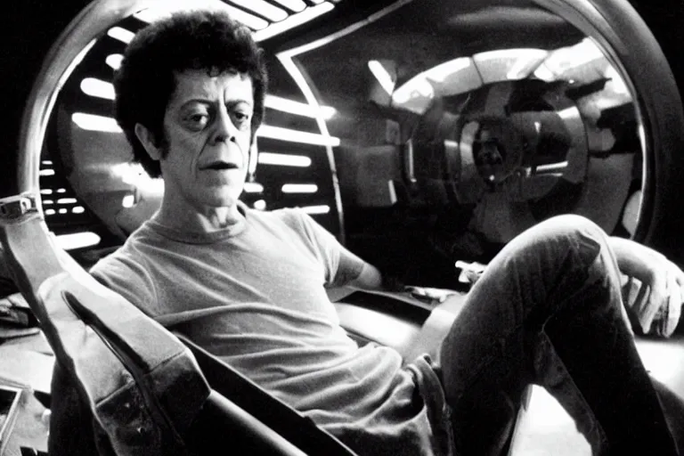 Image similar to lou reed on the bridge of a starship, movie still