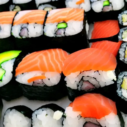 Image similar to a mountain of sushi