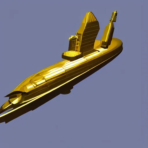 Prompt: Giant golden space cruiser in space