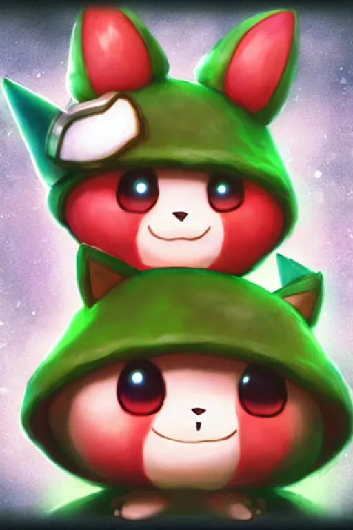 Prompt: teemo, a pokemon card of teemo, pokemon card scan