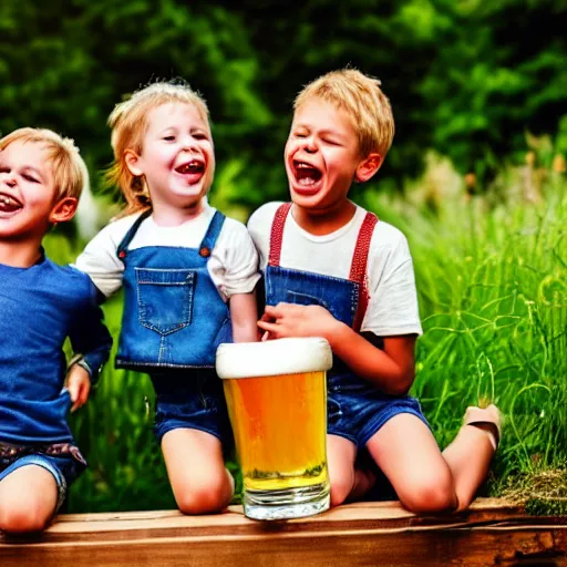 Image similar to children have fun with beer