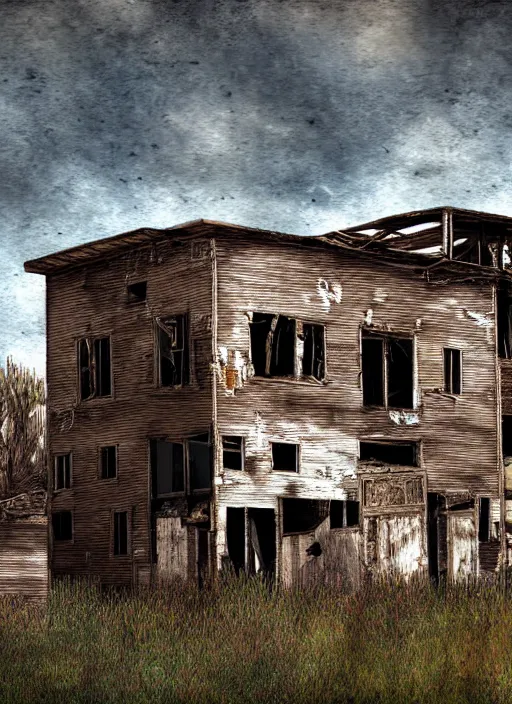 Image similar to abandoned town, one survivor, photorealistic, sunshine, digital painting